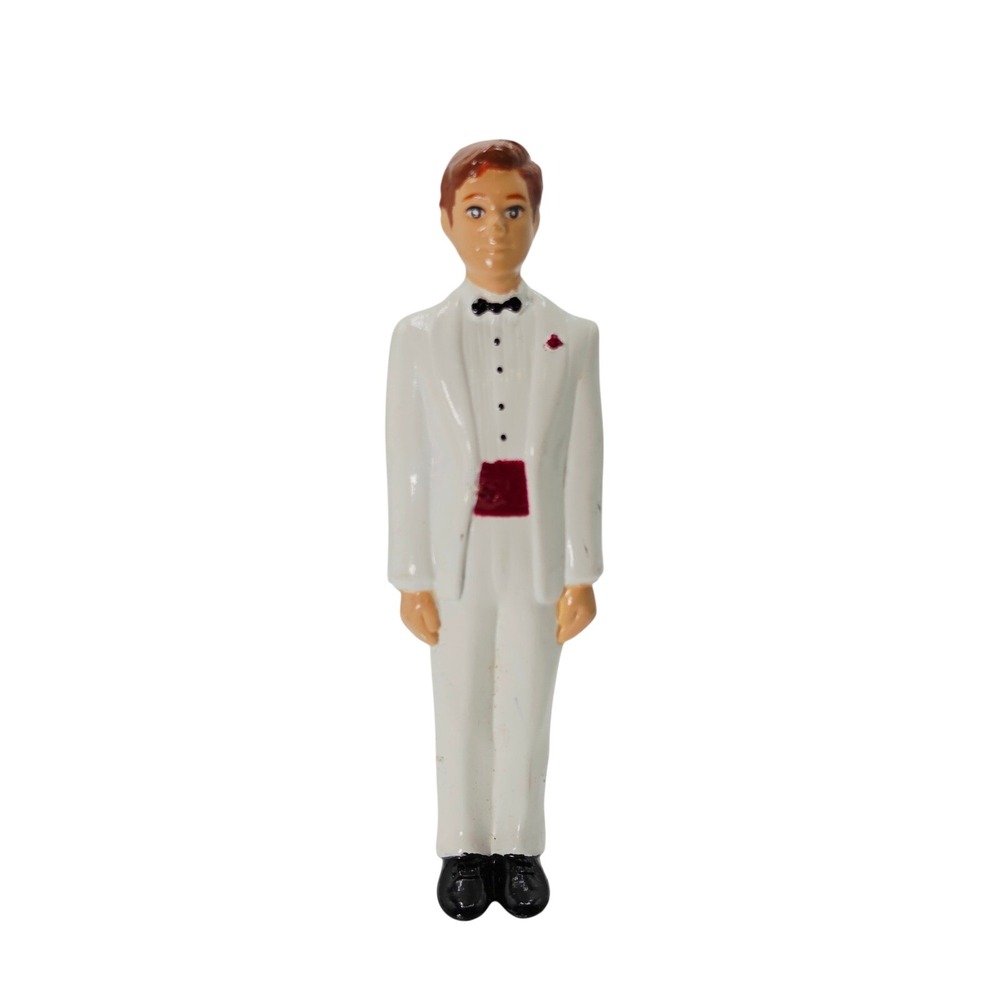 Vintage CTI 1996 Groom Figurine White Tuxedo Red Cummerbund Cake Topper 3.75in